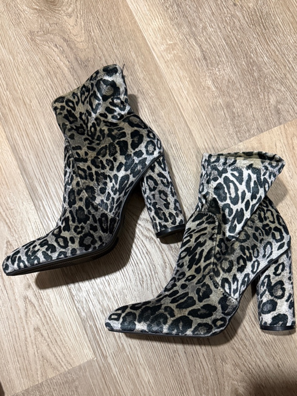 a new day Leopard Print Pointed Toe Ankle Boots in Beige and Black